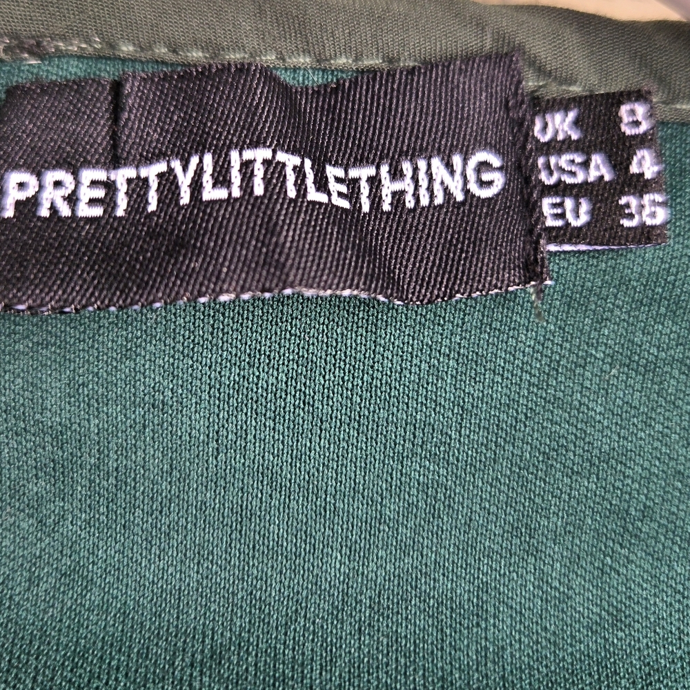 Deep Forest Green Sequined Jacket / Mini Wrap Dre… - image 7